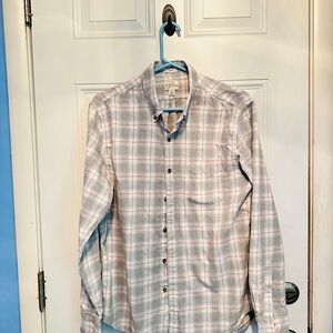 J.Crew Grey Plaid Brushed Twill Button Down Shirt, Men’s Large